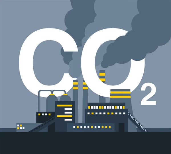산업계의 이산화 탄소 방출 - 공기 오염 — 스톡 벡터