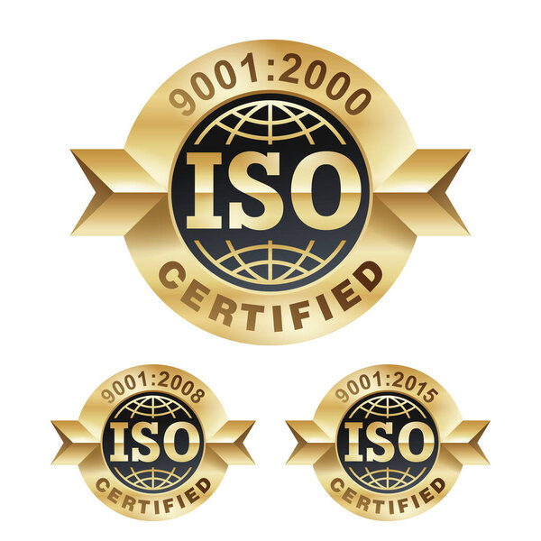 ISO 9001 year 2000, 2008 and 2015 gold stamps