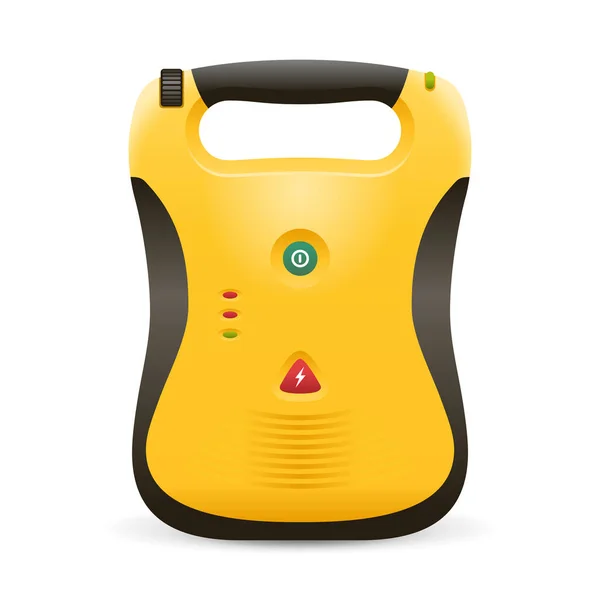 Automated external defibrillator in yellow color — Stock Vector