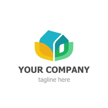 Tatil evi logosu düz stil ve ev şeklinde.