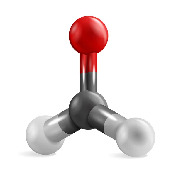 Formaldehyde 3D moleculaire structuur icoon — Stockvector