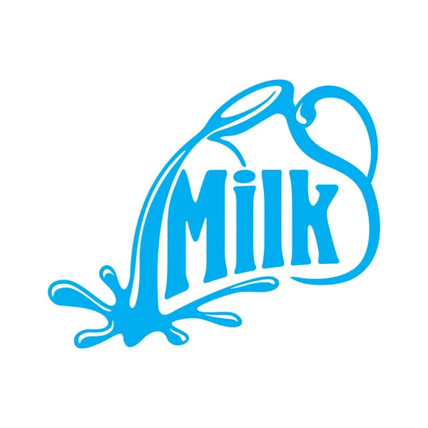 Modèle de logo du lait - cruche avec lait coulant — Image vectorielle