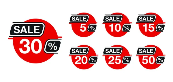 Conjunto de vendas circular preto-e-vermelho —  Vetores de Stock