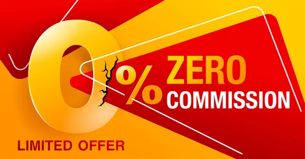 0 commission special offer with cracked 3D zero — Stock Vector