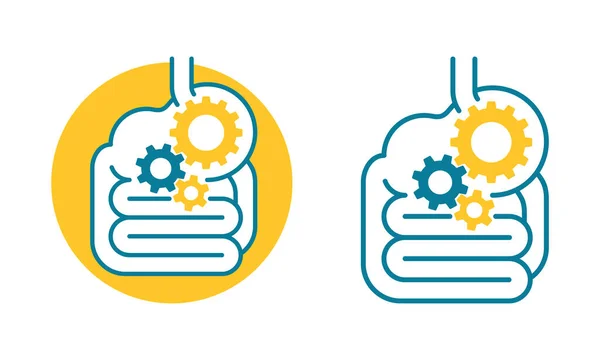 Ícone digestivo - estômago como um mecânico de engrenagem —  Vetores de Stock