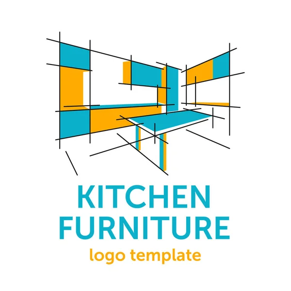 Kitchen cabinet wooden furniture logo template — Stock Vector