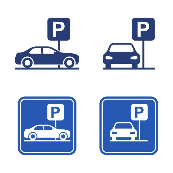 Señal de estacionamiento Icono - símbolo del coche y letra P — Vector de stock