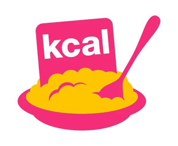 Ícone kcal - prato, pratos e colher — Vetor de Stock