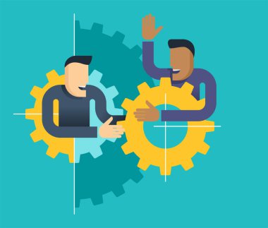 Takım çalışması konsepti - vitesli iki kişi