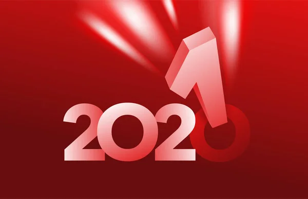Ano Novo mudando de 2020 para 2021 na parte traseira vermelha —  Vetores de Stock