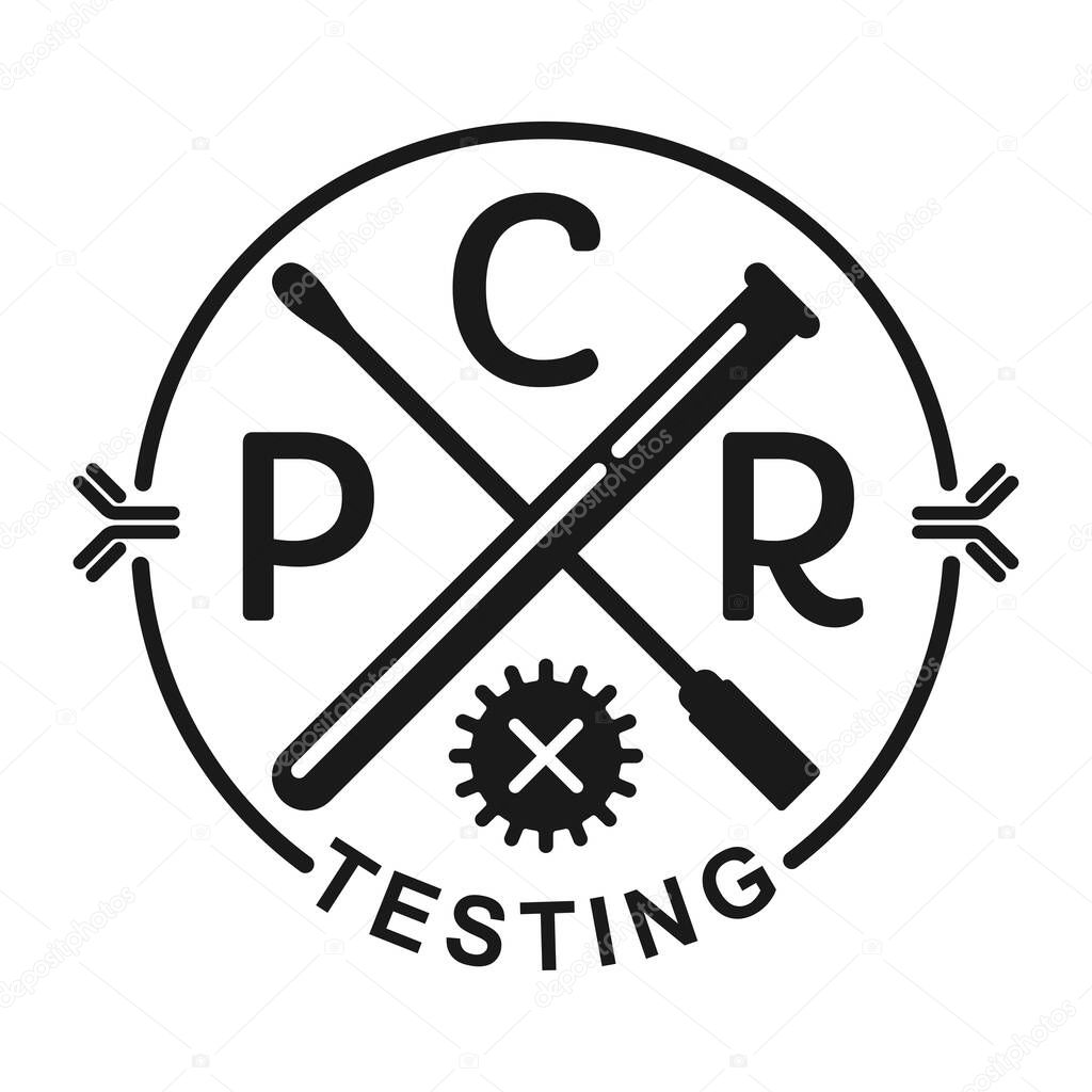 PCR testing icon in hipster monochrome style