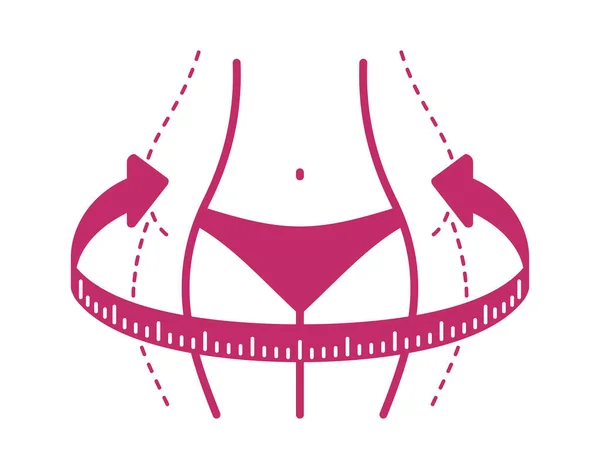 Ikona hubnutí s tělem, páskou a šipkami — Stockový vektor