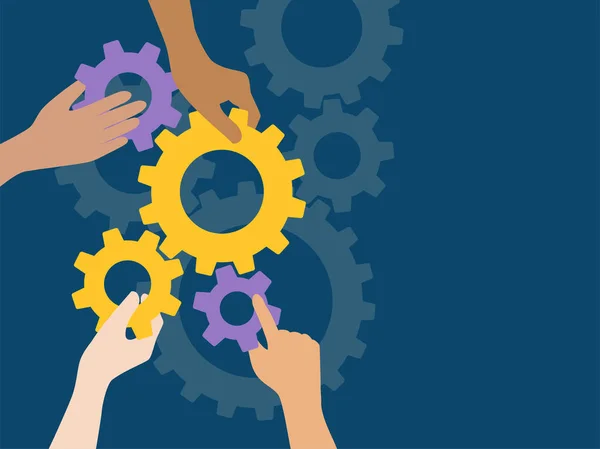 Çizgi filmdeki eller dişlileri tek bir mekanizmaya dönüştürüyor.