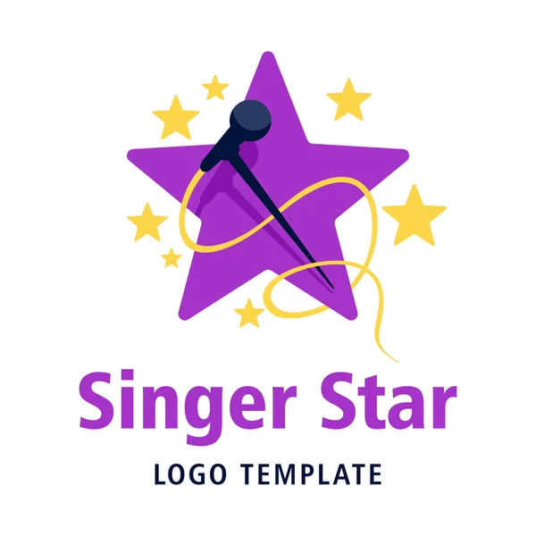 Zanger ster paars en geel logo — Stockvector