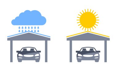 Carports isolated vector icons clipart