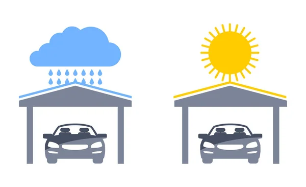 Carports isolated vector icons — Stock Vector