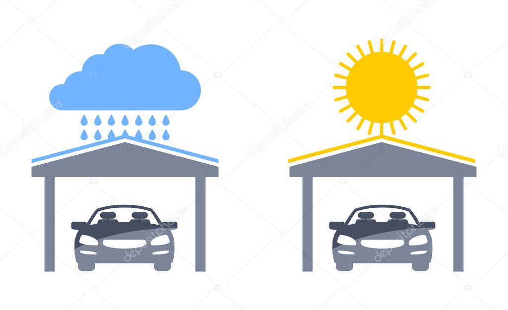Carports isolated vector icons