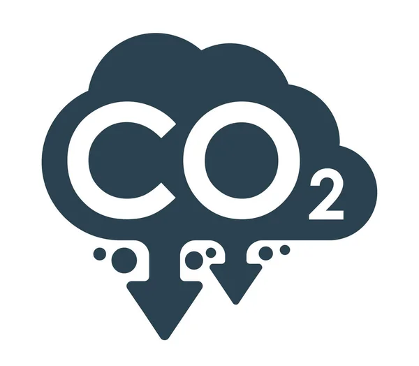 Emissioni di CO2 icona piatta emblema di contaminazione dell'aria — Vettoriale Stock