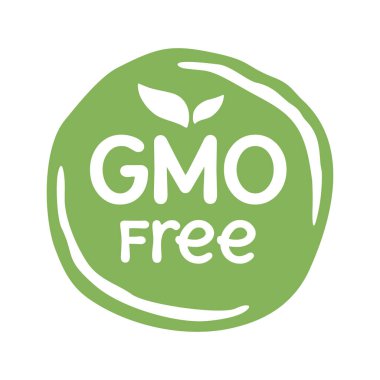 Yaprak ve metin ile GMO ücretsiz yeşil etiket