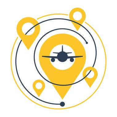 Hava yolculuğu amblemi - GPS pimli uçak