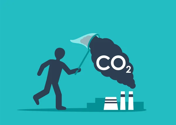 Technologie de captage du carbone - stratégie neutre en CO2 — Image vectorielle