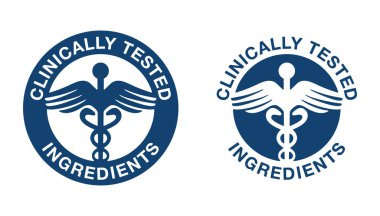 Clinically tested pictogram with caduceus clipart