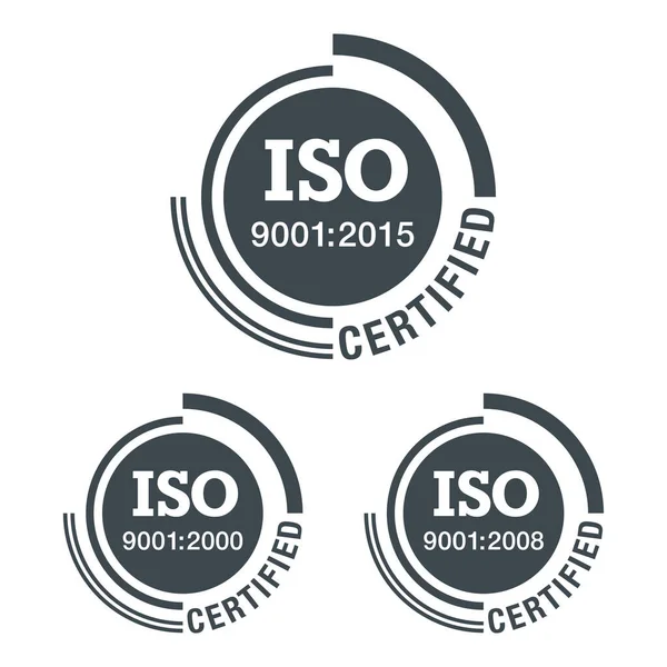 ISO 9001 platt piktogram, 2000, 2008 och 2015 — Stock vektor