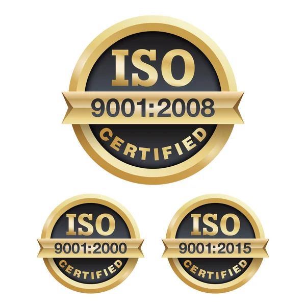 Emblema de la medalla de oro ISO 9001 — Vector de stock