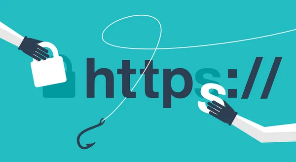 Phishing website without https and lock icon — 스톡 벡터