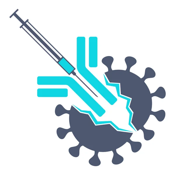 COVID-19疫苗-抗体和注射器 — 图库矢量图片