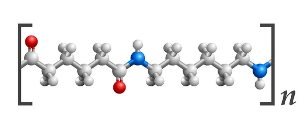 나일론 3D 분자 구조, 아마이드 반복 — 스톡 벡터