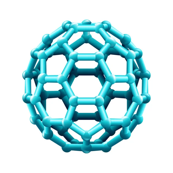 Nanorészecskék 3D-s buckyball hatszögekből — Stock Vector