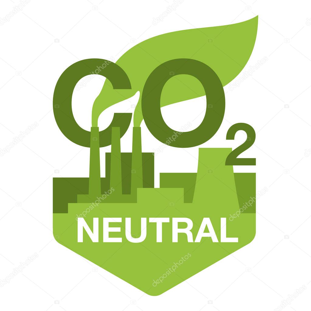 CO2 neutral sticker with factory silhouette