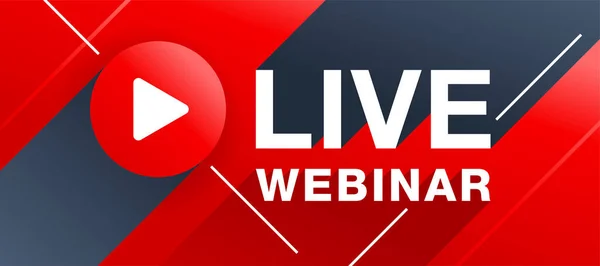 Live webinar banner with red background and long shadows — Διανυσματικό Αρχείο