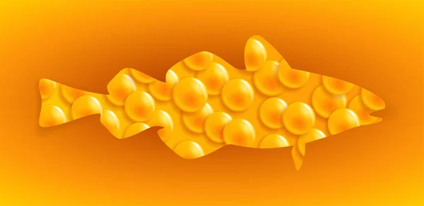 Omega-3 - emblema dell'olio di pesce — Vettoriale Stock