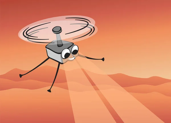 Elicottero comico Marte scansione della superficie del pianeta — Vettoriale Stock