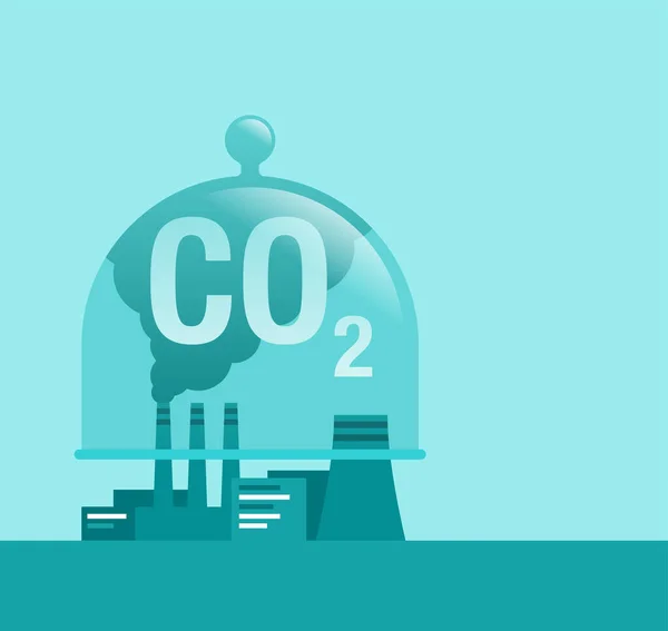 CO2技術-雲をキャッチドームガラス皿 — ストックベクタ