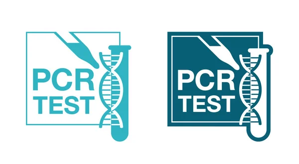 Ikona testu PCR lub DNA w kwadratowej ramce — Wektor stockowy