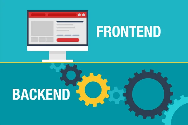 Frontend i Backend - interfejs użytkownika z przekładniami — Wektor stockowy