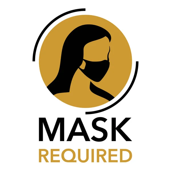 Μάσκα απαιτείται σημάδι με γυναίκα σιλουέτα — Διανυσματικό Αρχείο
