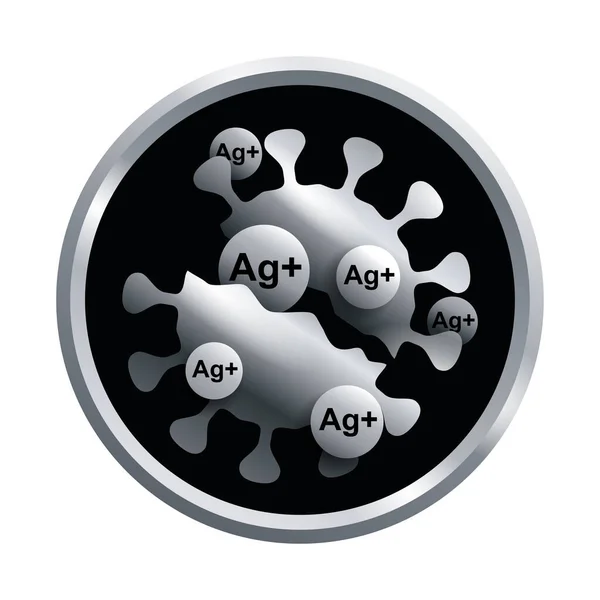 실버 이온 , Ag 플러스 액션 3D 엠블렘 메달 — 스톡 벡터