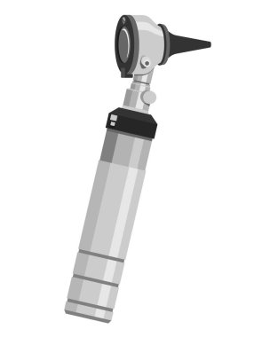 Otoskop, kulaklara bakmak için kullanılan tıbbi cihaz. Teşhis aracının düz vektör çizimi