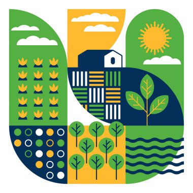 Sürdürülebilir Tarım Modeli - Arazi Yönetiminin Geleceği. Arazi koruma girişimleri görsel yardım için dekorasyon