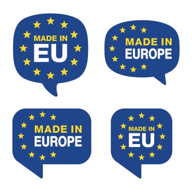 Avrupa 'da üretilmiş - Avrupa Birliği ülkelerinde üretilen ürünler için etiketler - 3 farklı varyasyon