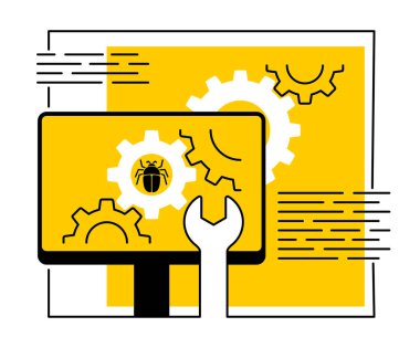 Hata düzeltme ve yama güncellemeleri sarı renk ve ince çizgi - performans ve istikrar artırmak için yazılım uygulama güncellemeleri