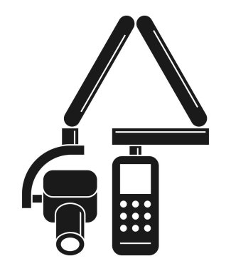 Dijital panoramik, olağandışı, 3D görüntüleme için diş röntgeni makinesi ya da radyograf. Gizli diş yapılarını teşhis etmek için kullanılır. Kötü huylu ya da zararsız kitleler, kemik kaybı, çürükler. Düz monokrom simgesi