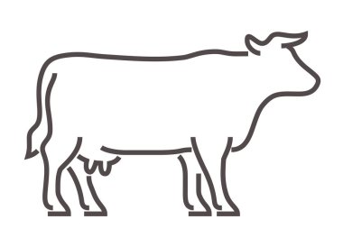 Kalın çizgide stilize edilmiş inek - herhangi bir tarım, süt ürünü veya hayvan temalı yaratıcı projeler için ideal