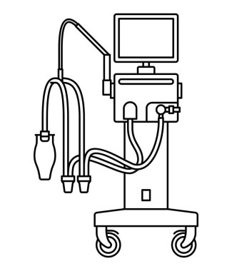 Mekanik akciğer solunum cihazı ince çizgide. Tıbbi ekipman, sağlık hizmetleri aygıtı