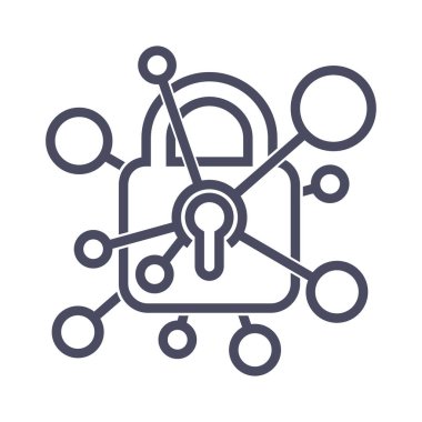 Veri güvenliği ve kişisel veri koruması kalın stil simgesi - bağlantı hatları ile asma kilit