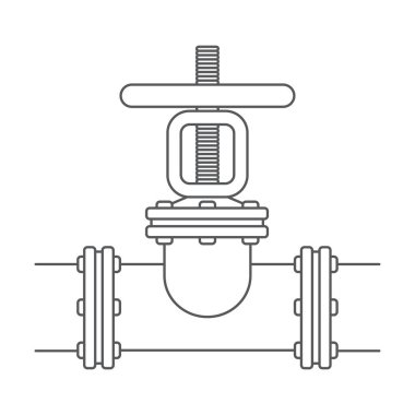 İnce çizgi ve kenar görüşlü gaz valfi illüstrasyonu - fosil gazlar için gaz kapısı